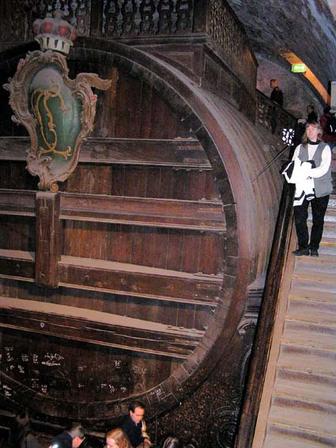 Jo in Heidleberg, at the biggest wine vat