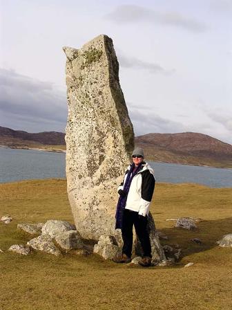 Jo at MacLeod's stone